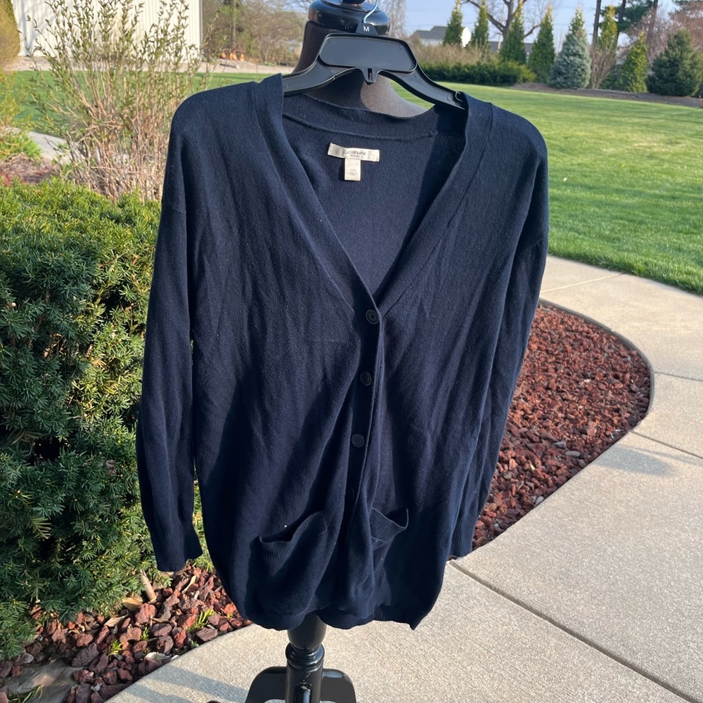 Ladies Liz Claiborne navy cardigan sweater size Large
